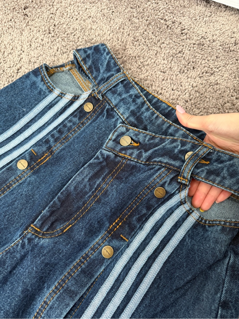 Beyoncé ivy park x adidas Wide Leg Dark Blue Jeans with Light Blue Stripe Detail - Picture 6 of 6